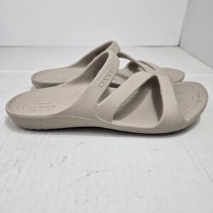 CROCS Kadee II Gray White Slides Sandals Strappy Women’s Size 8 Iconic Comfort